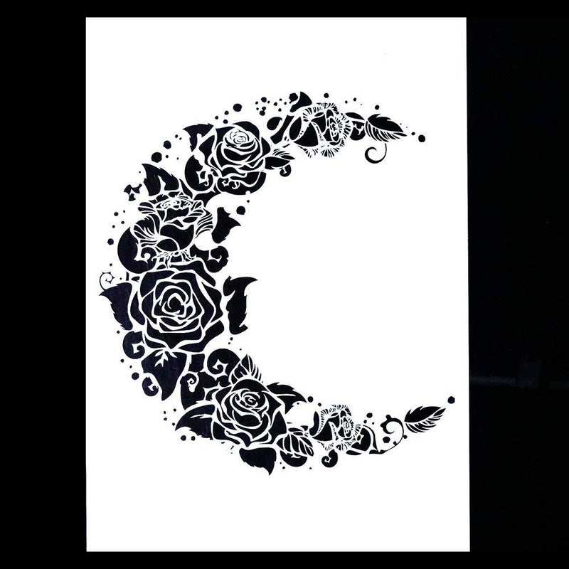 SLGIFT DIY Decorative Moon Flower Stencil Template for Scrapbooking Painting on Wall Furniture Crafts (A4 Size) - Image 2